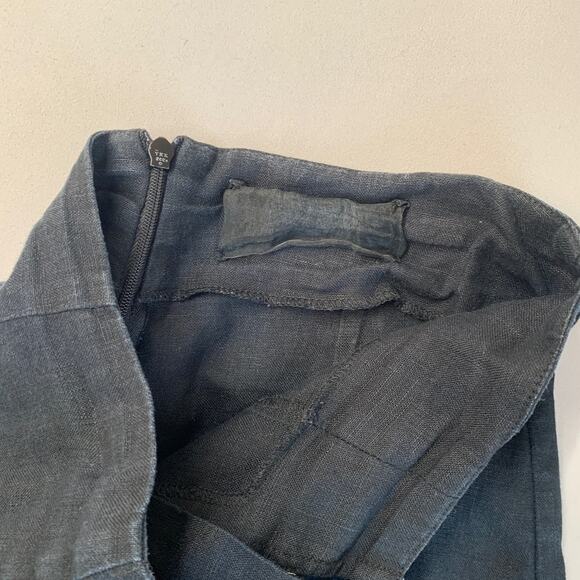 Reformation Women Wide Leg Pants 0 Blue Navy Inkwell linen Lace Up Crop Ankle 24 - Picture 6 of 10